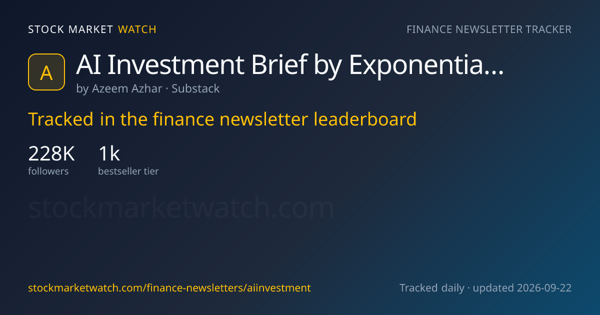 AI Investment Brief by Exponential View — rank, subscribers and growth, tracked by Stock Market Watch