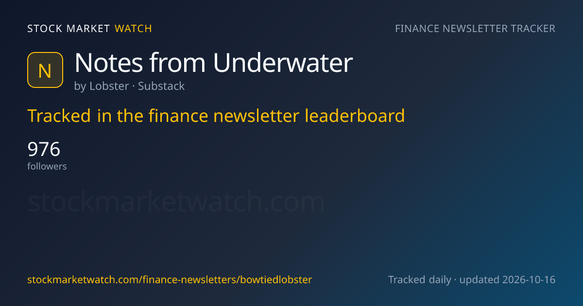 Notes from Underwater — rank, subscribers and growth, tracked by Stock Market Watch