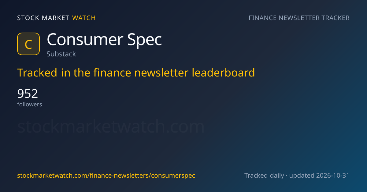 Consumer Spec — rank, subscribers and growth, tracked by Stock Market Watch