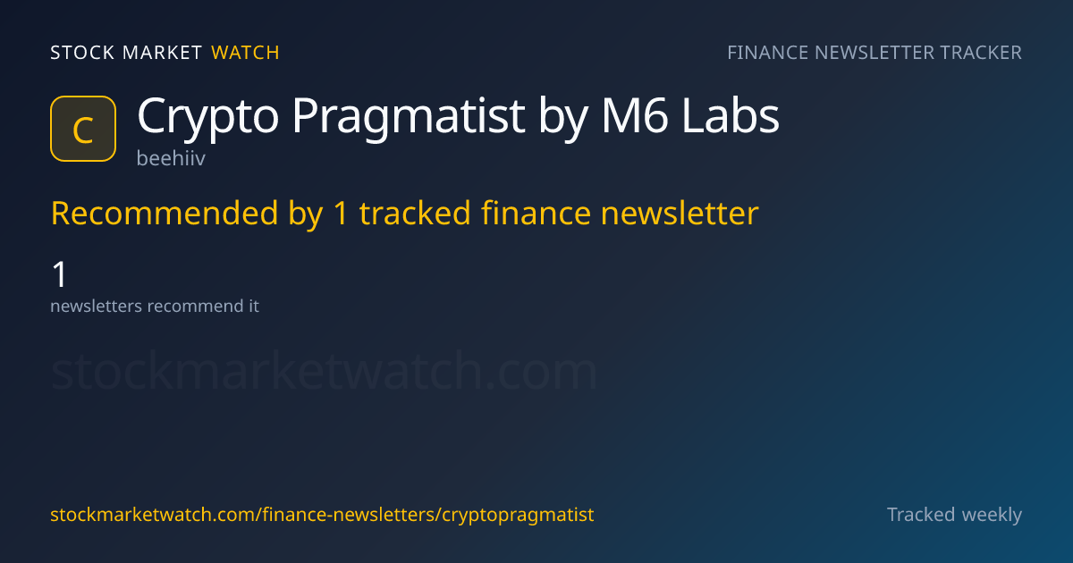 Crypto Pragmatist by M6 Labs — rank, subscribers and growth, tracked by Stock Market Watch