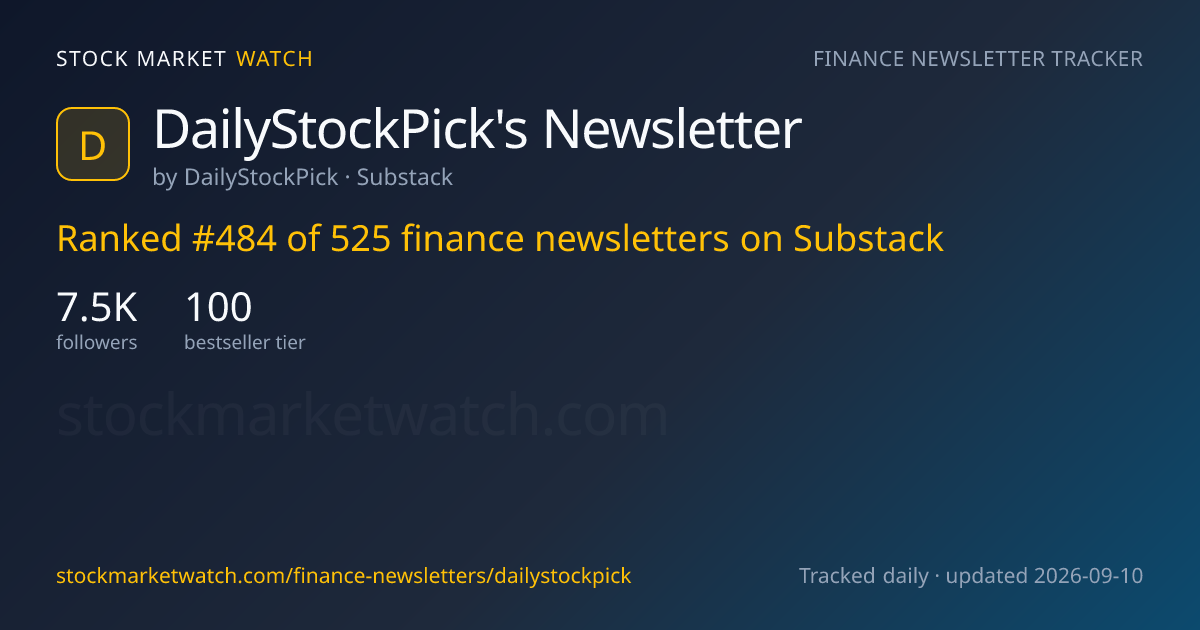 DailyStockPick’s Newsletter — rank, subscribers and growth, tracked by Stock Market Watch