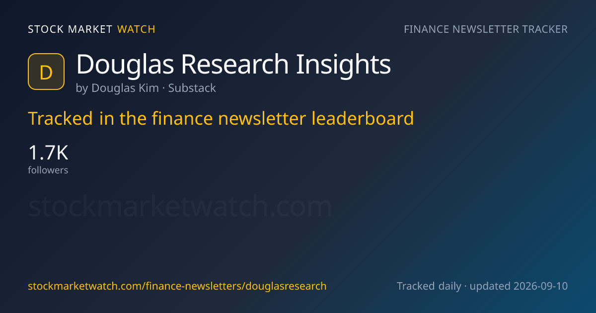 Douglas Research Insights — rank, subscribers and growth, tracked by Stock Market Watch