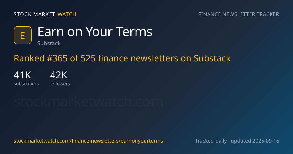 Earn on Your Terms — rank, subscribers and growth, tracked by Stock Market Watch