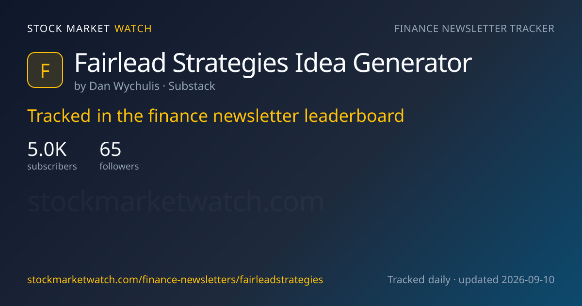 Fairlead Strategies Idea Generator — rank, subscribers and growth, tracked by Stock Market Watch