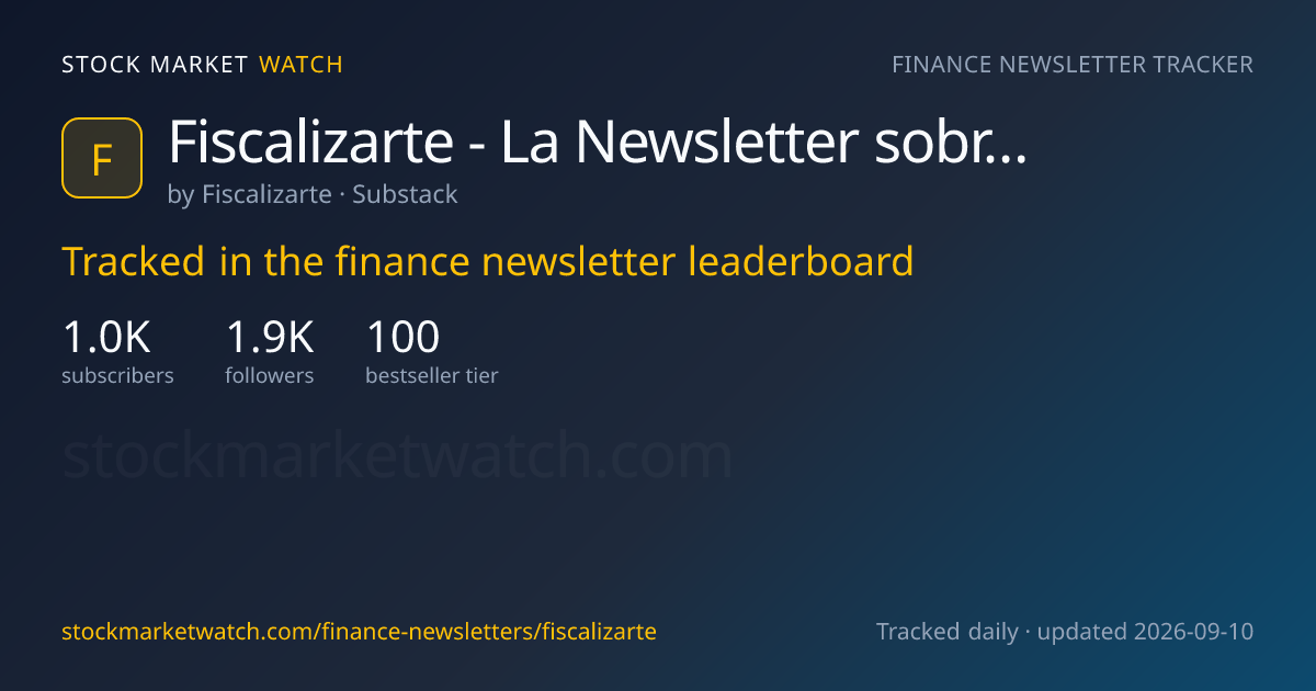 Fiscalizarte - La Newsletter sobre Fiscalidad Inmobiliaria — rank, subscribers and growth, tracked by Stock Market Watch