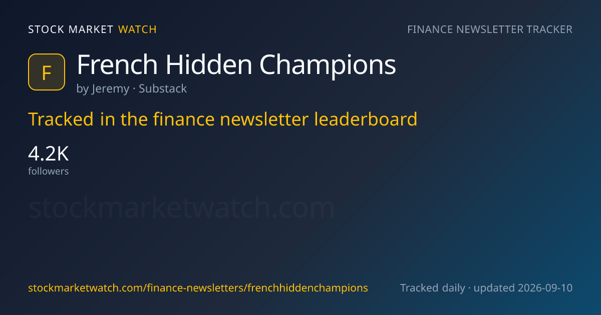 French Hidden Champions — rank, subscribers and growth, tracked by Stock Market Watch