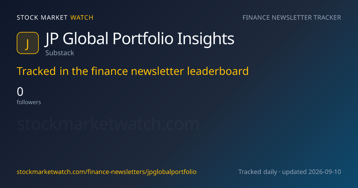 JP Global Portfolio Insights — rank, subscribers and growth, tracked by Stock Market Watch