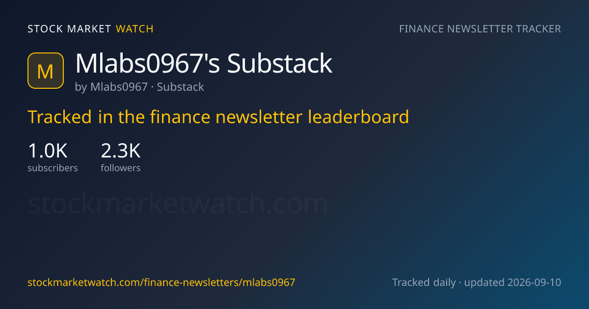 Mlabs0967’s Substack — rank, subscribers and growth, tracked by Stock Market Watch