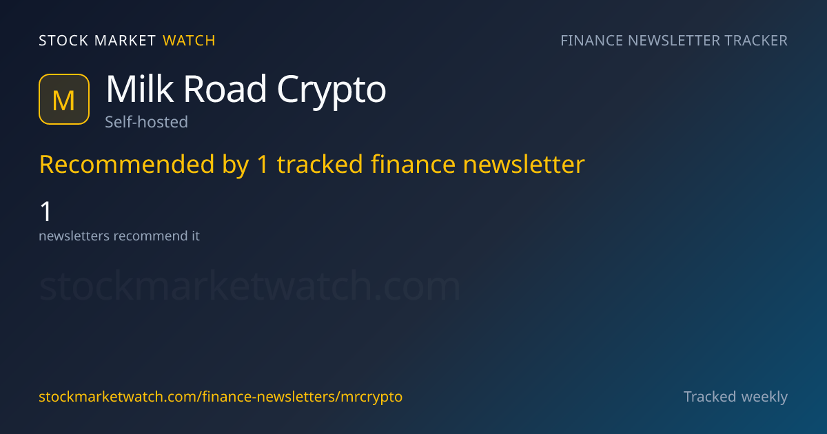 Milk Road Crypto — rank, subscribers and growth, tracked by Stock Market Watch