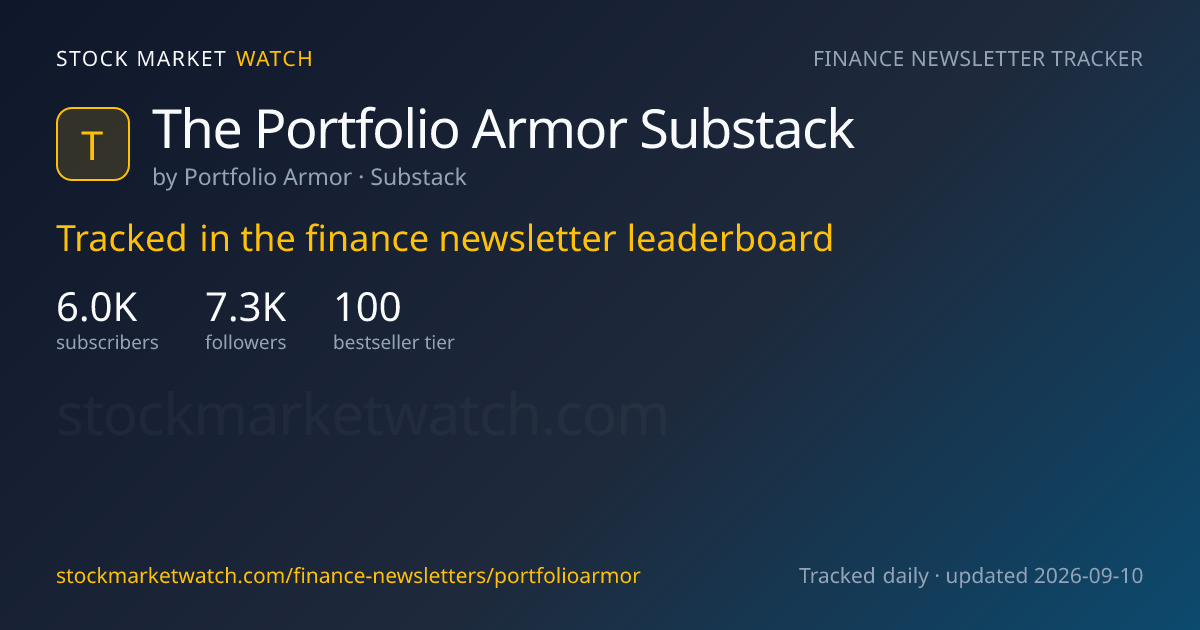 The Portfolio Armor Substack — rank, subscribers and growth, tracked by Stock Market Watch