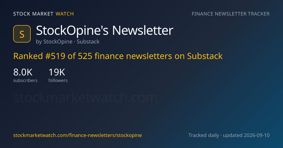 StockOpine’s Newsletter — rank, subscribers and growth, tracked by Stock Market Watch