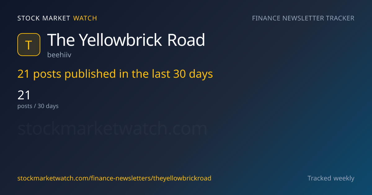 The Yellowbrick Road — rank, subscribers and growth, tracked by Stock Market Watch