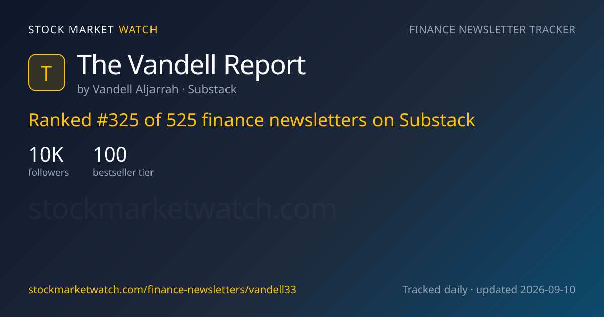 The Vandell Report — rank, subscribers and growth, tracked by Stock Market Watch