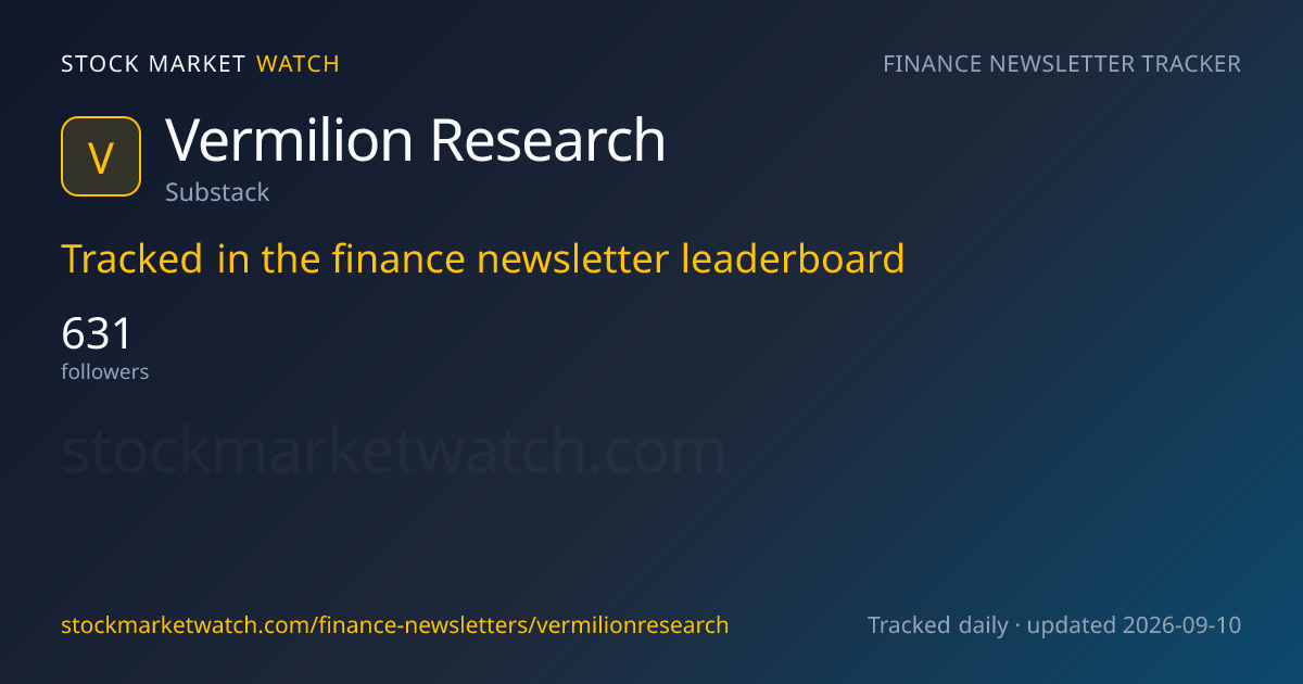 Vermilion Research — rank, subscribers and growth, tracked by Stock Market Watch