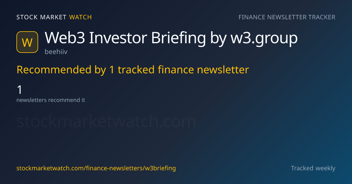 Web3 Investor Briefing by w3.group — rank, subscribers and growth, tracked by Stock Market Watch